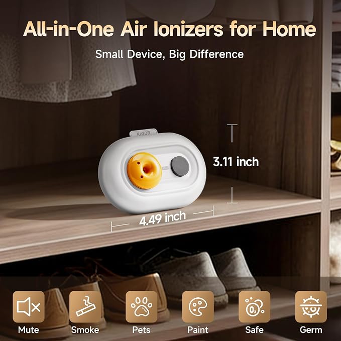 Refrigerator Deodorizer, Rechargeable Odor Eliminator | Safe low ozone ≤0.05ppm, 60-day run, 3 modes for car closet shoes fridge pet, outperforms baking soda & activated carbon