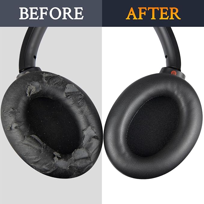 SOULWIT Replacement Kit for Sony WH-1000XM3 Headphones, Replacement Ear Pads Cushions + Headband Repair Part - Black