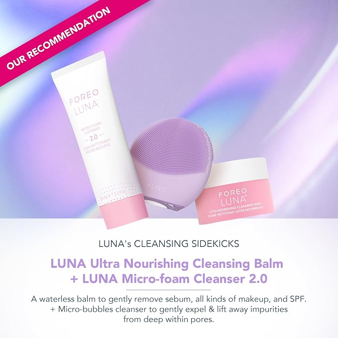 FOREO LUNA 4 mini Face Cleansing Brush & Massager - Premium Face Care -Enhances Absorption - Simple Skin Care Tools - For All Skin Types- Lavender