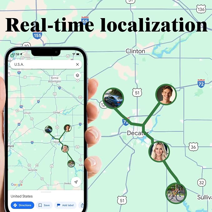 GPS Tracker for Vehicles, No Subscription Required, Magnetic Car Locator Compatible with iOS & Android, IP67 Waterproof Tracking Device, 1-Year Battery Life, Location History & Sharing