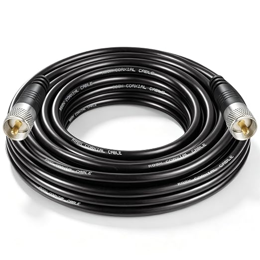 RG8x Coaxial Cable, CB Coax Cable, 40ft UHF PL259 Male to Male Low Loss CB Antenna Cables, 50 Ohm for HAM Radio, Antenna Analyzer