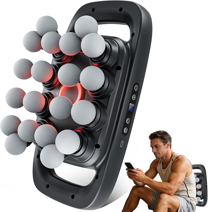 Beown 20 Head Massage Gun Deep Tissue, Fathers Day Dad Gifts, Back Muscle Massager with 3 Modes & 30 Intensity Levels for Legs, Waist, Back, Neck, Portable Percussion Massage Gun for Pain Relief