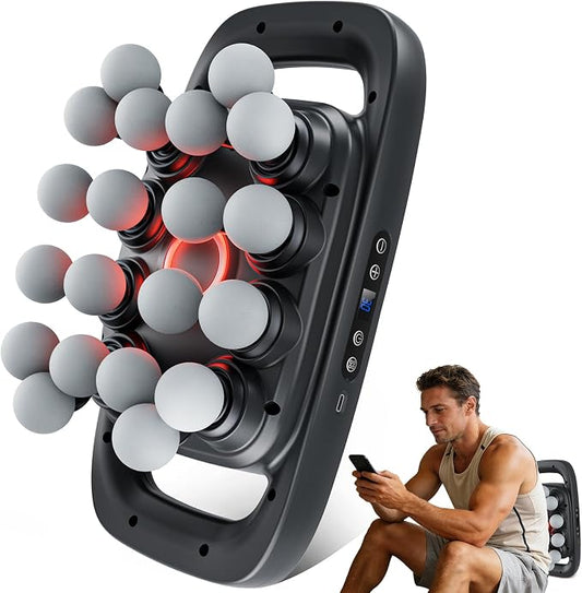 Beown 20 Head Massage Gun Deep Tissue, Fathers Day Dad Gifts, Back Muscle Massager with 3 Modes & 30 Intensity Levels for Legs, Waist, Back, Neck, Portable Percussion Massage Gun for Pain Relief