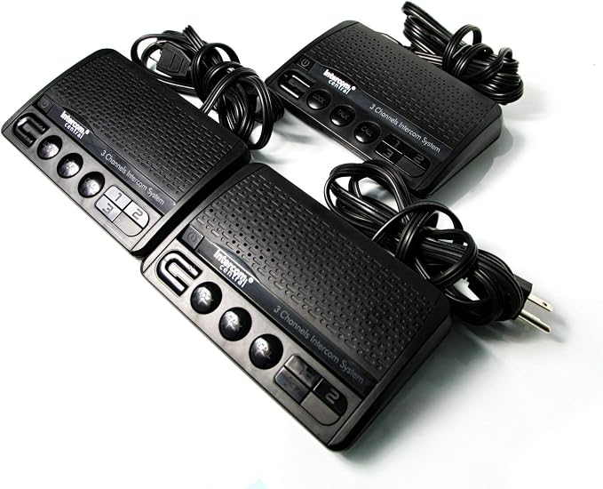 Intercom Central® Ground Wire Power-line 3 Channels Intercom System, Three Stations Set.