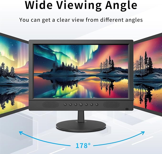 Jexiop 16inch Security Monitor,Wall-Mounted Monitors Supports USB/Full Format Video Playback,CCTV Monitors with AV/HDMI Input/VGA/BNC,Built-in Speaker,Remote Control