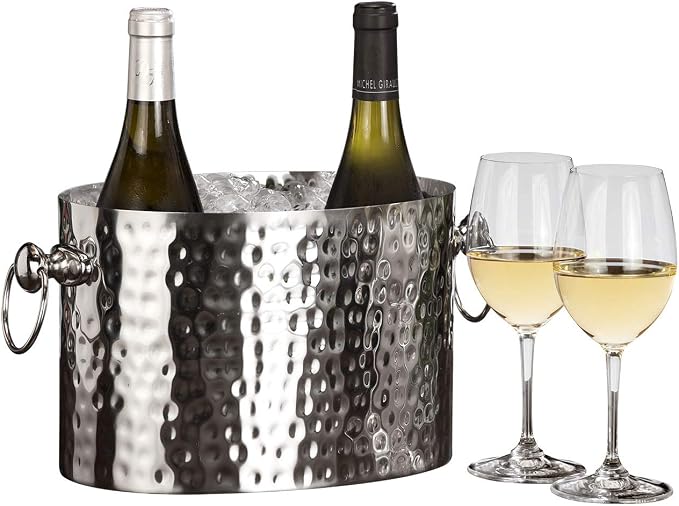 2-Bottle Wine Chiller Ice Bucket | Keeps Bottles Cold Without Touching Ice | Handcrafted Artisan Design | Patented Technology | Stainless Steel