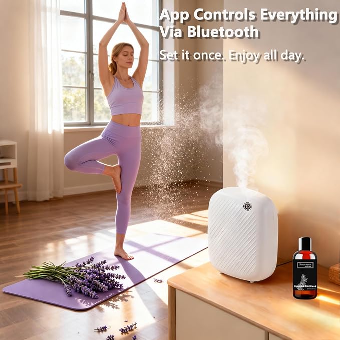 Smart Waterless Essential Oil Diffuser, 400ML Diffuser with 100ML Fragrance Scent Oils for Scent Air Machine with 12A1V Power Adapter for Large Room and Commercial Use, Cover Up to 2000 Sq.Ft