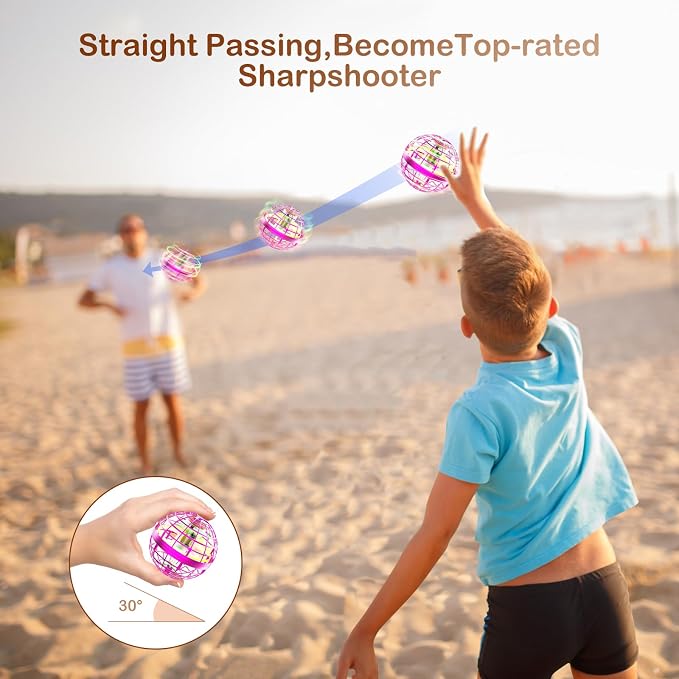 Flying Orb Ball 2025 Boomerang Hover Ball Galatic Fidget Spinner Mini Drone Cool Toys Birthday Gift Ideas for 6 7 8 9 10+ Year Old Boys Girls Teens Indoor Outdoor(Blue) (Pink)