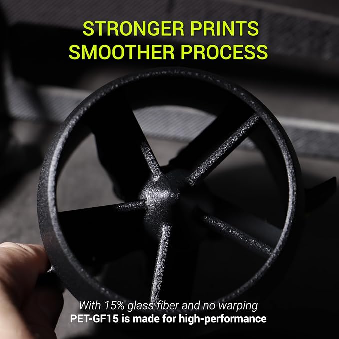 Polymaker Fiberon Dark Grey PET-GF15 3D Printer Filament 1.75mm 1KG, 15% Glass Fiber Reinforced, High Strength & Heat Resistance, Ideal for Automotive, Industrial & Functional Parts, AMS Compatible