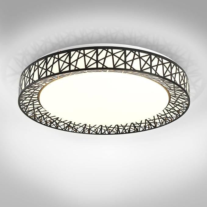 ASD 20 Inch LED Flush Mount Ceiling Light Fixture for Bedroom, 42W 2475LM 5CCT 2700K-5000K, Triac Dimmable Lights, Dining, Living Room, Kitchen Lamps, Modern Home Lighting Fixtures, Black, ETL