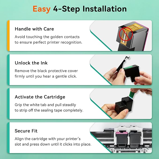 68XL 68e 68 Ink Cartridges Compatible for HP 68 Ink Cartridges Black/Color Combo Pack Replacement for HP Ink 68 Used for HP Envy 6155e 6555e 6152e 6552e 6558e Printer(1 Black,1 Color)