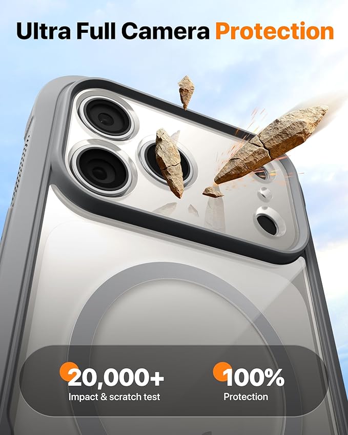 Diaclara Magnetic Designed for iPhone 17 Pro Case Full Body Bumper,[Compatible with MagSafe] Military Drop Proof Cover with Built-in Touch Sensitive Anti-Scratch Screen Protector, Grey Titanium