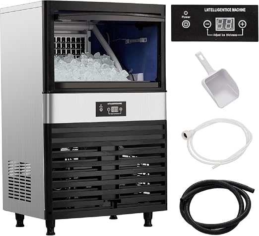 GarveeTech Commercial Undercounter Ice Maker 160 LB/24H - Stainless Steel Freestanding w/40 LB Storage，5x12 Cylinder Ice Cube Production for Restaurants/Bars