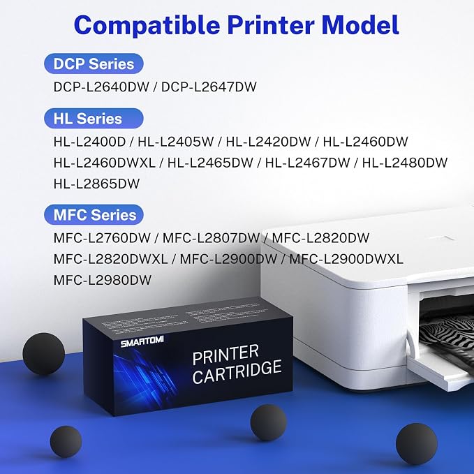 Compatible TN830XL Toner Cartridge Replacement for Brother TN830XL TN830 XL TN-830XL Work with HL-L2405W HL-L2460DW HL-L2420DW HL-L2480DW DCP-L2640DW MFC-L2820DW MFC-L2900DW Printer (4 Pack)