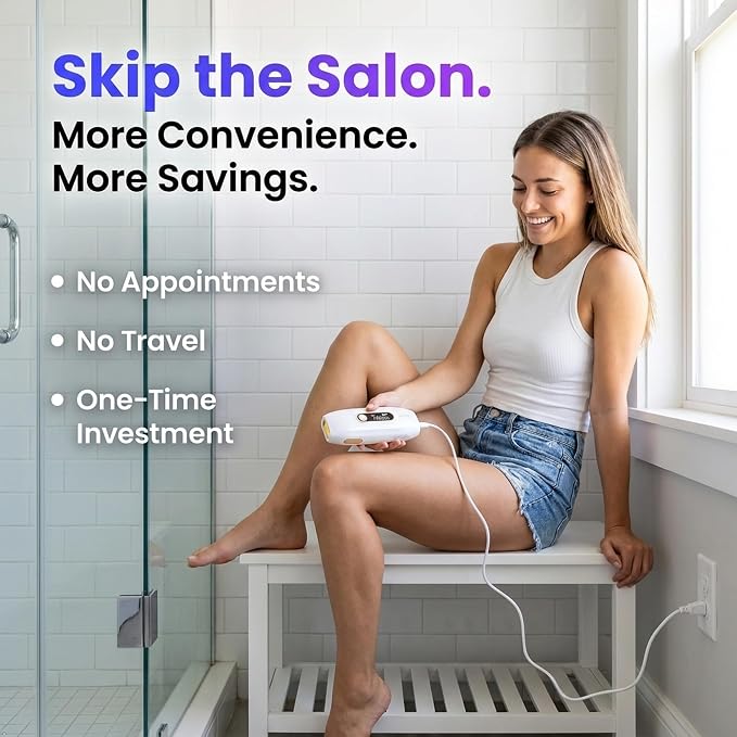 FrostLite Pro Ice Cooling IPL Laser Hair Removal Device - At Home Gentle & Painless Hair Reduction for Smooth, Hair-Less Skin on Body for Women and Men