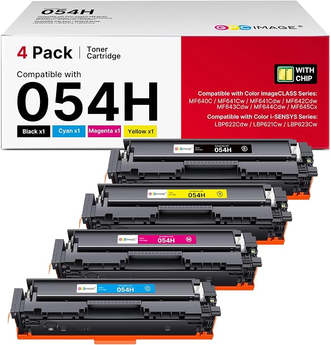 054H 054 Toner Replacement for Canon 054H 054 Toner Cartridge Set work with Canon MF642Cdw Toner Cartridges for Color imageCLASS MF644Cdw MF642cdw MF641Cw LBP622Cdw, 4 Pack CRG-054H Cartridge 054