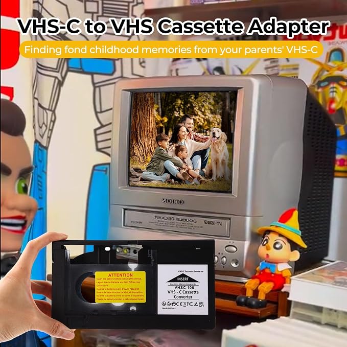 Camcorder Cassette Adapter (SVHS/VHS-C to VHS) - Compatible with JVC C-P7U/CP6BKU/C-P6U, Panasonic PV-P1, RCA VCA115 (Not Compatible with 8mm/MiniDV/Hi8; Battery Not Included)