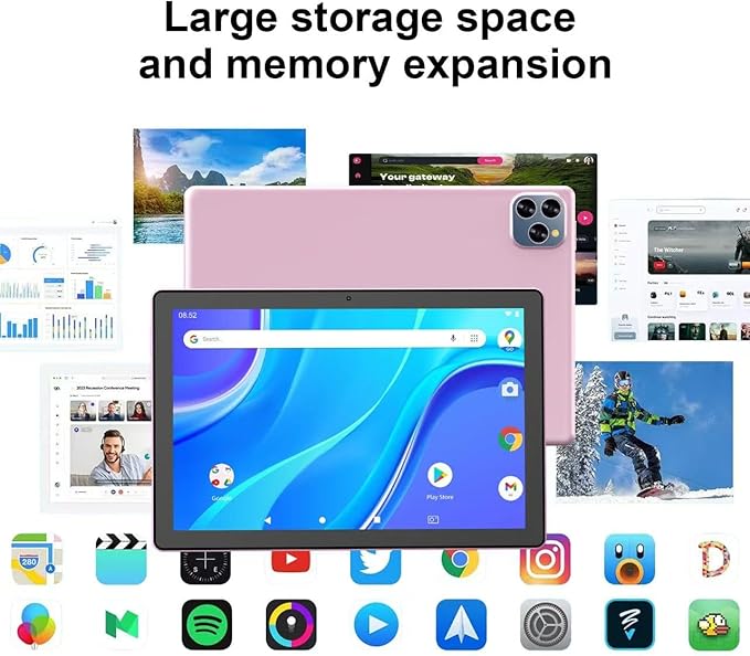 Android 15 Tablet 10 Inch, 12(3+9) GB RAM+64GB ROM, 2 in 1 Tablets with Keyboard Case Mouse Stylus, 1.8GHz Five-core Processor, 1280 * 800 IPS HD Screen, 5G WiFi6 BT 5.3 Tableta PC(Pink)