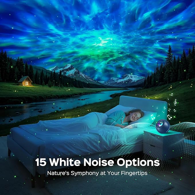 COOLNIGHT White Noise Sound Machine & Spectral Atmosphere Projector, 15 Soothing Pure Music & Nature Sounds, Premium Consumer Electronics Sleep Aid