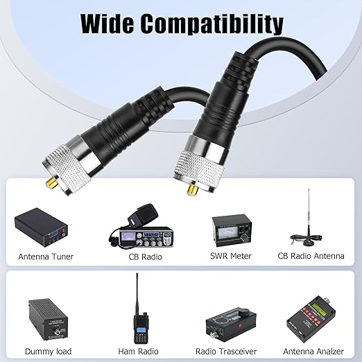 RG8x Coaxial Cable, CB Coax Cable, 200ft UHF PL259 Male to Male Low Loss CB Antenna Cables, 50 Ohm for HAM Radio, Antenna Analyzer
