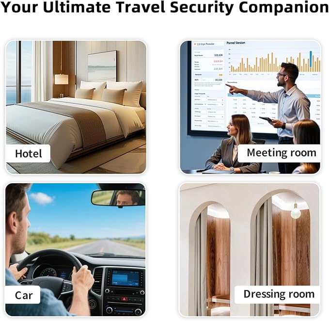 Anti-Spy Hidden Camera Detector 6-in-1, GPS Tracker & Bug Detector, RF Signal Scanner, Rechargeable Privacy Protector for Travel, Hotel, Home, Office & Car (Black)