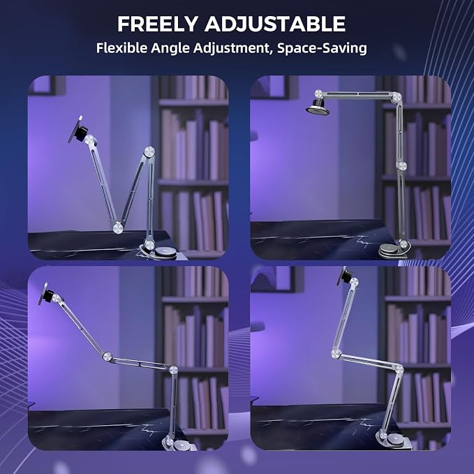 Tablet Stand for Desk, iPad Desk Mount, Magnetic Tablet Holder for Desk, Foldable Phone Arm Mount with 360° Adjustable Rotatable, Phone Holder iPad Stand Fits for 4.7-15.6" Screen