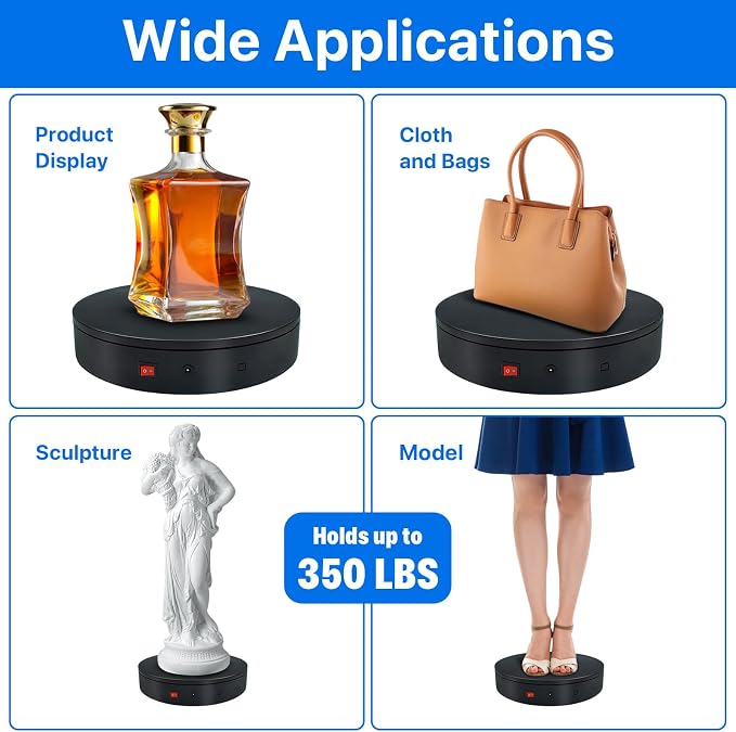 360 Rotating Platform, 12.6 Inch /32cm Motorized Electric Turntable, 350lbs Capacity Motorized Rotating Display Stand with Remote, Heavy Duty Photography Turntable for Human/Product