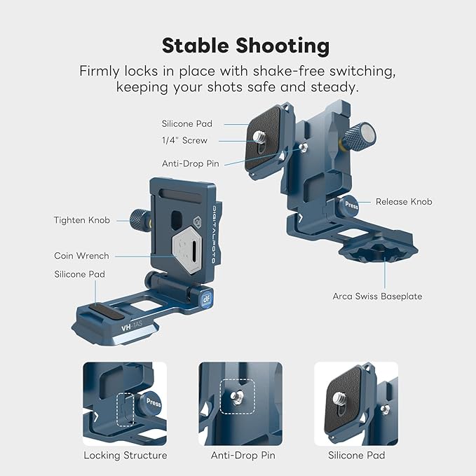 Camera Foldable L Bracket for DSLR, Arca-Swiss Quick Release Vertical Camera Mount, Lightweight CNC Aluminum Tripod Quick Release Plate Compatible with Sony Canon Nikon Fuji 11LB Load