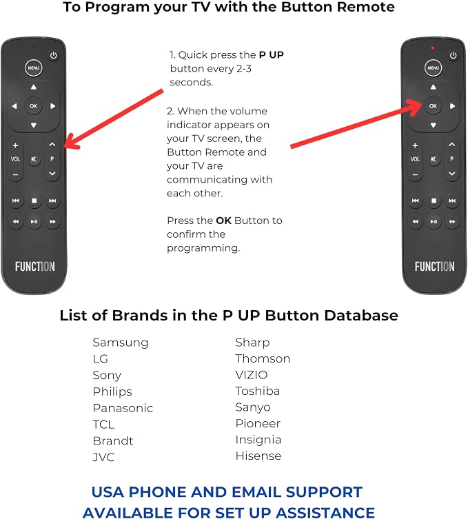 Function101 Button Remote for Apple TV (Infrared Edition) — Apple TV Replacement Remote for Apple TV 4K & All Models | Traditional Button Layout | Line of Sight Required | 2 AAA Batteries Included