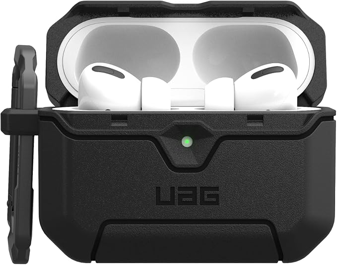 URBAN ARMOR GEAR UAG Designed for AirPods Pro 3rd Gen Case, Rugged Military Grade Drop Proof Protective Cover with Detachable Carabiner Clip & Secure Lip Closure, Scout Black