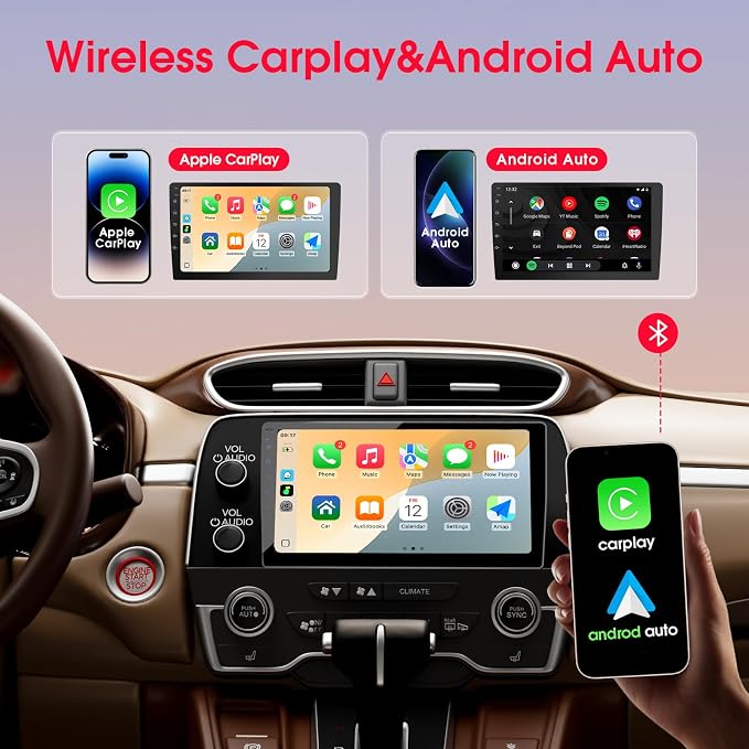 Haudio 10.1 Inch Car Stereo Double Din Radio Touchscreen with Backup Camera, Car Audio Support Wireless Apple CarPlay and Wireless Android Auto,Mirror Link,AUX,FM/AM|Double din car Radio