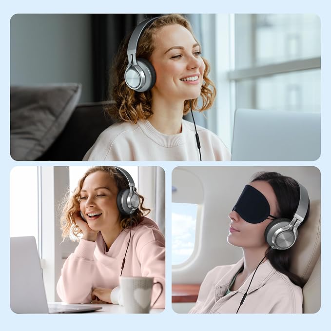 AILIHEN Wired Headphones with Microphone Volume Control, Noise Isolating Over Ear Headphones Wired 3.5mm, Super Soft Corded Headphone for Cellphones, Tablet and Chromebook (Grey)