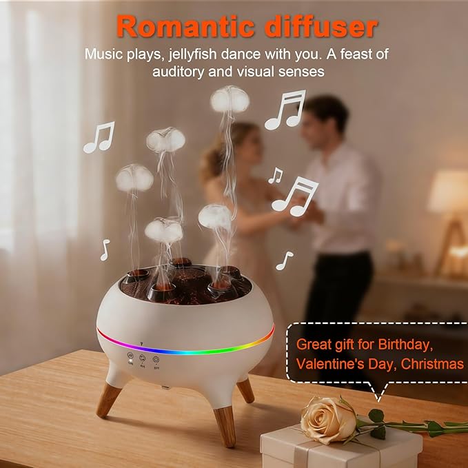 Essential Oil Diffuser 250ML,Jellyfish Diffuser Air Humidifiers Sound Pickup Ultrasonic Aromatherapy Diffuser Remote Control 7 Color Lights for Home Bedroom Office Hotel