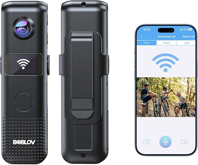 BOBLOV C18 128G WiFi Body Camera: One-Touch Recording and Small OLED Screen for User Friendly, 4Hours Recording, 1080P Wearable Cam with 1/4" Tripod Thread for Biking, Security, Personal Use