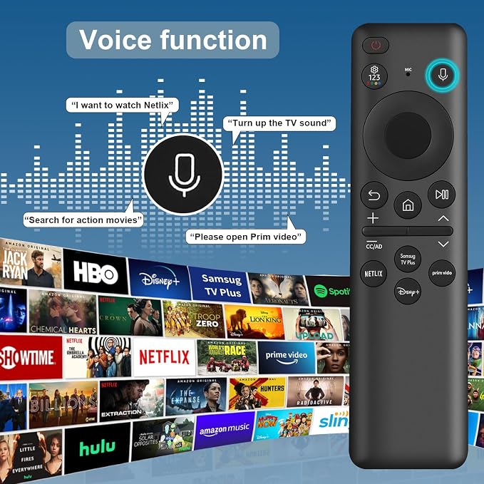 Rechargeable Voice Remote for Samsung Smart TV Remote, BN59-01432A Remote Replacement for Samsung OLED Neo QLED Crystal UHD Frame Solar 4K 8K Smart TVs VG-TM2360E