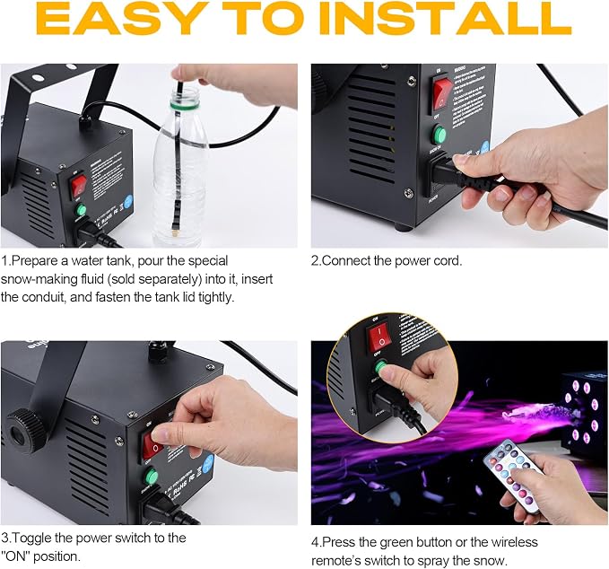 UPGREY 1200W Snow Machine for Outdoors and Indoors, Fake Snow Maker for Party with LED and Remote Controller