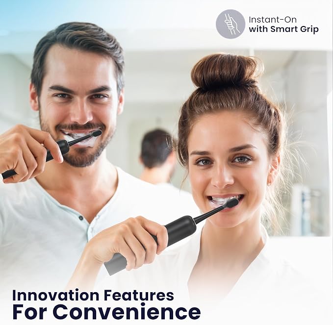 Sonic Electric Toothbrush for Adults – Oscillation & Vibration Rechargeable Power Toothbrush with 5 Modes, 6 Brush Heads & Travel Case - 30+ Days Battery Life IPX7 Waterproof- 2Min Smart Timer