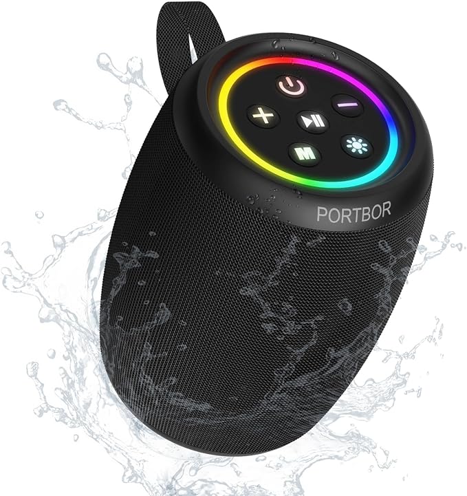 Bluetooth Speaker, Portable Wireless Speaker with Powerful Loud Stereo Sound, BT5.3, IPX5 Waterproof, TWS Pairing, for Outdoor Home Party Camping, Beach Essentials Electronics, Ideal Gifts (Black)