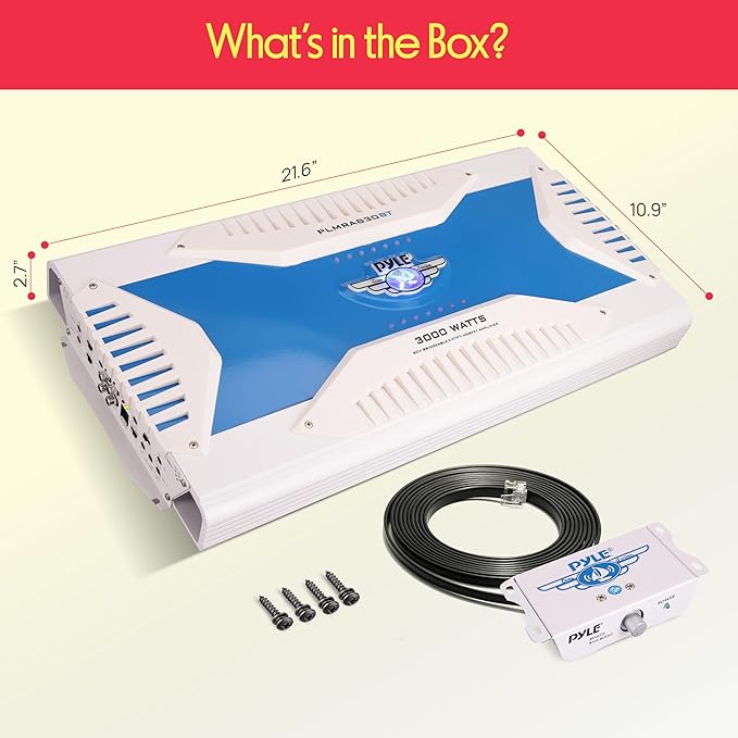 Pyle Hydra Marine Amplifier - Upgraded Elite Series 3000 Watt 8 Channel Bridgeable Amp Tri-Mode Configurable, Waterproof, MOSFET Power Supply, GAIN Level Controls and RCA Stereo Input - PLMRA830BT