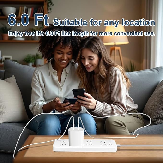 for iPhone 17 Charger Fast Charging, 40W Dual Port USB C Wall Charger Fast Charging Block with 6FT Long USB C to C Charging Cord Compatible with iPhone 16/15/15 Plus/15 Pro/15 Pro Max