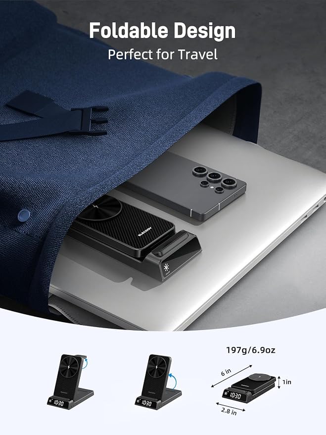 Magnetic Wireless Charger for Samsung, Compatible with Samsung MagSafe Charger, 3 in 1 Charging Station for Samsung Galaxy S26 Ultra/Z Fold/Flip 7, Watch Charger for Galaxy Watch Ultra/8/7, Buds4
