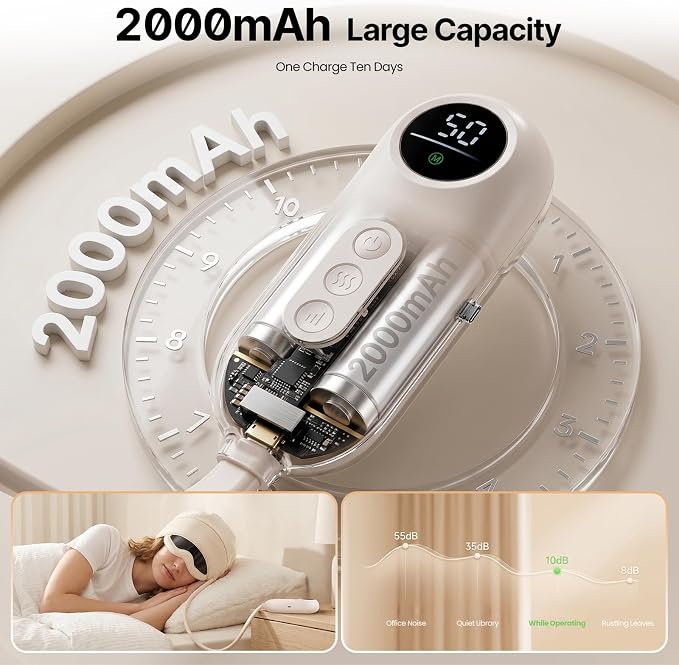Head and Eye Massager 2 in 1 Electric Head Massager 6 Zone Kneading 6 Level Heat Remote Controller Rechargeable Portable View Window for Migraine Tension Headache Eye Strain Relief GIF
