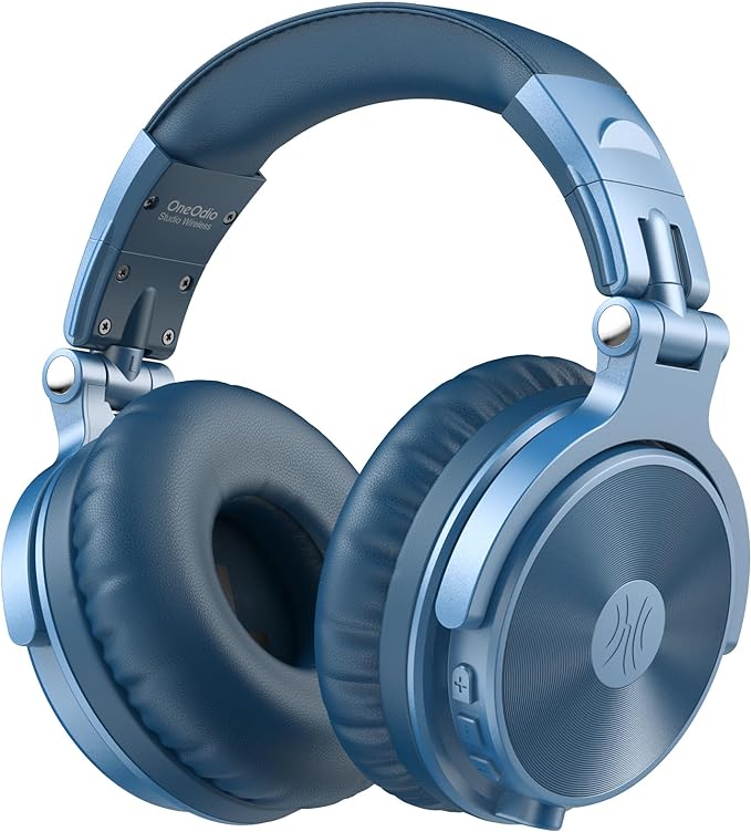 OneOdio Bluetooth Over Ear Headphones, 110 Hrs Wireless/Wired Stereo Sound Foldable Headsets with Deep Bass 50mm Neodymium Drivers for PC/Phone/Tablet - Studio Wireless Pro C, Sky Blue