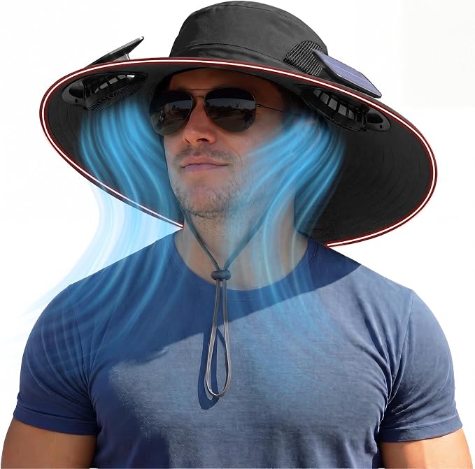 Solar Fan Hat with Steel Brim for Men Women UPF 50+ Garden Outdoor Fishing Beach Essential