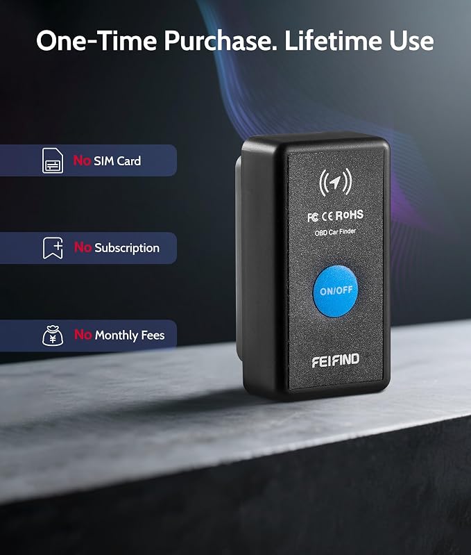 Mini GPS Tracker for Vehicles No Monthly Fee/No Subscription, Hidden Tracker Device for Vehicles, MFi Certified Car Tracker with Find My(iOS Only), Global Tracking