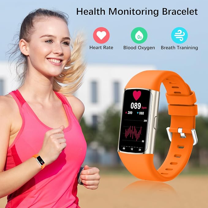 Smart Watch, Step Tracker Watch with 24/7 Heart Rate Monitor, Blood Oxygen, Sleep Monitor, Step Counter, Sports, IP68 Waterproof Fitness Watches for Men Women Compatible with Android & iPhone (Silver)