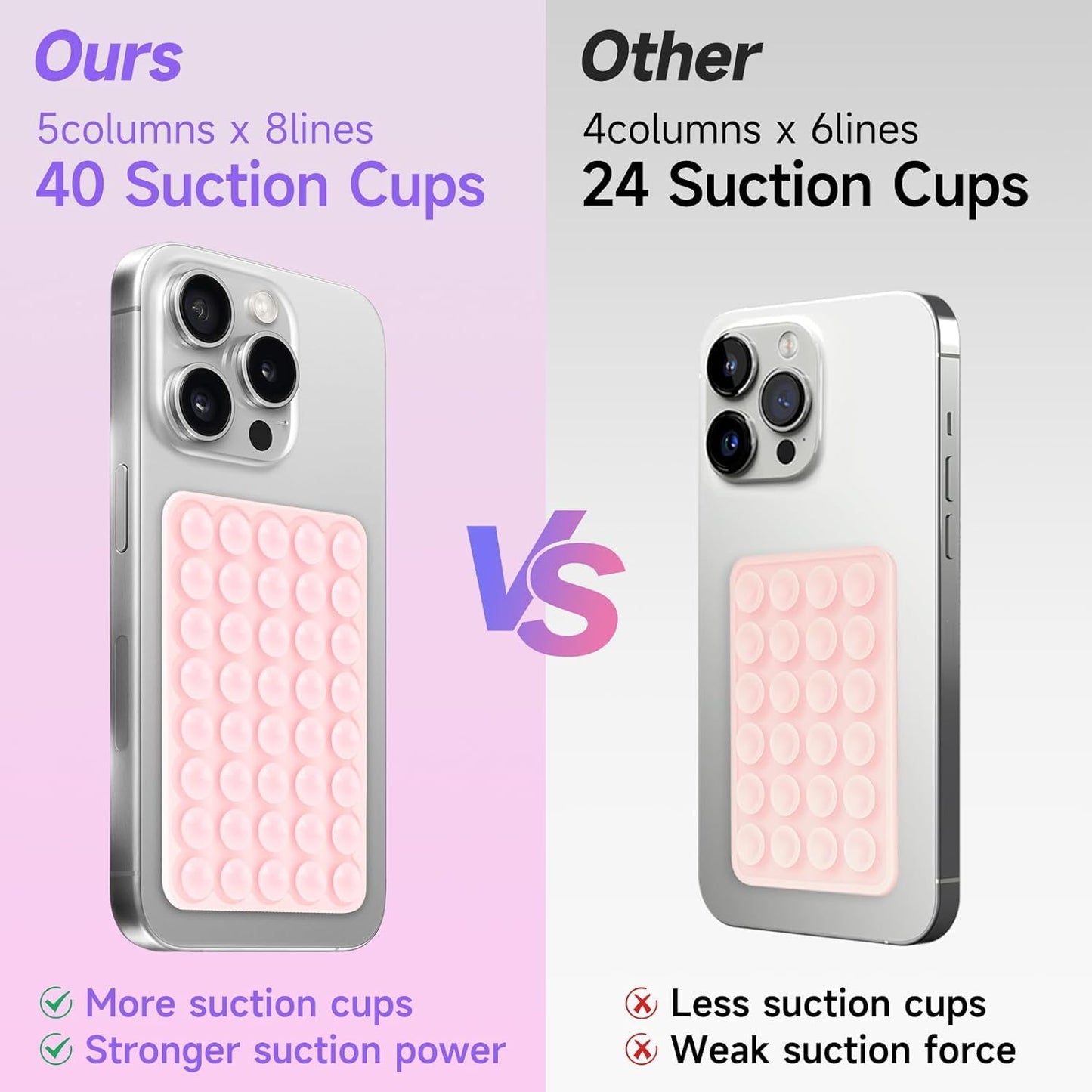 Silicone Suction Phone Case Mount, Non Slip Suction Cup Phone Mount, Phone Accessories Holder for Selfies and Videos, Silicon Adhesive Phone Stand Sticky for Cell Phone White