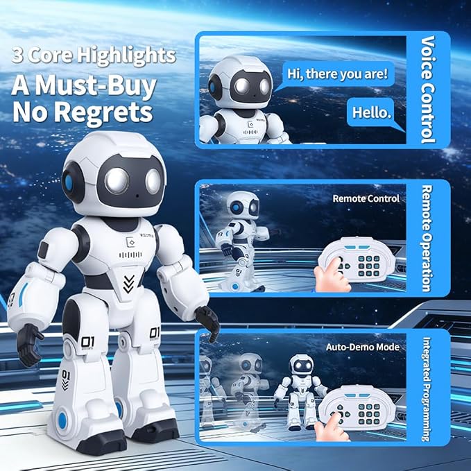 Programmable Smart Robot for Kids - Voice Control, Remote Control, Interactive Dancing & Singing, Rechargeable for Boys Girls Ages 3-10