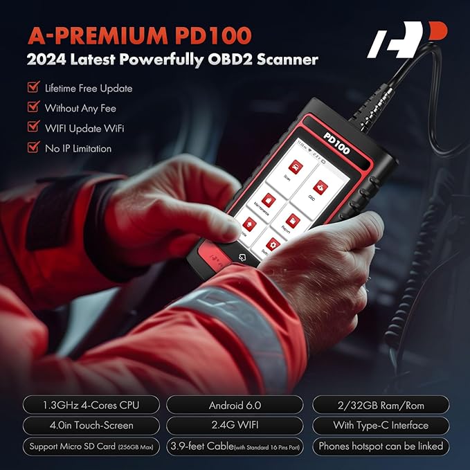 A-Premium 2025 PD100B for BMW/Mini Full System OBD2 Scanner Diagnostic Tool, Bi-Directional Code Read Scan Tool, Full Reset (BMS/ABS/Oil/SAS/EPB), Battery Registration Tool, Live Data, Android 6.0