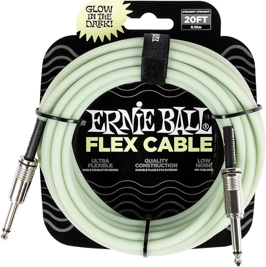 Ernie Ball Flex Instrument Cable Straight/Straight 20ft - Glow in Dark (P06437)
